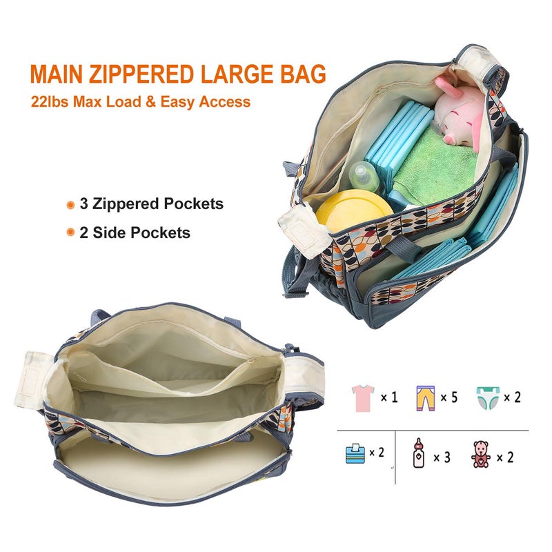 Moclever 5PCS Diaper Bag Tote Set for Baby Essentials - Large Baby Bags for Mom, Waterproof Maternity Bags with Bottle Bag, Food Bag & Changing Pad (Gray) - Image 5